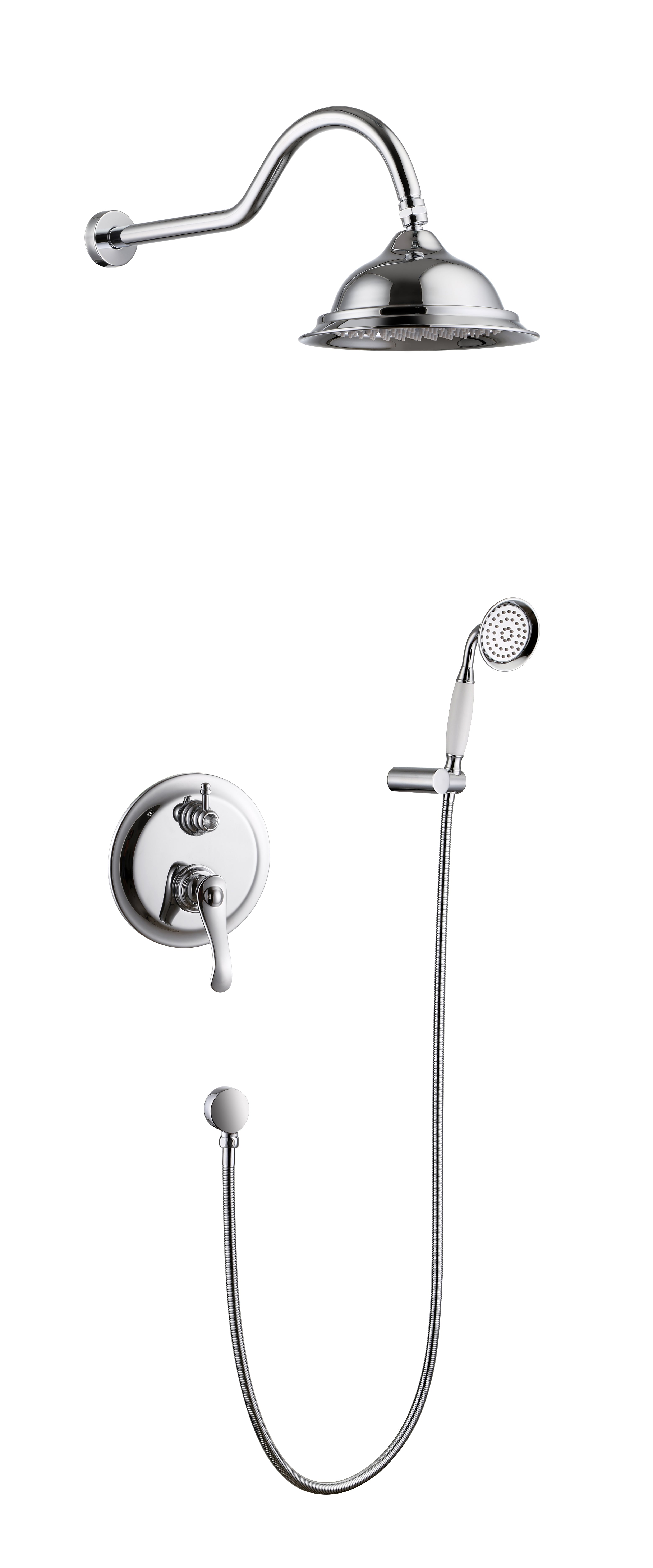964701 Chrome Round shower with Handheld shower set
