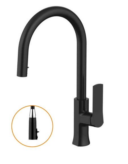 LM-1333-DB Black Single Handle pull-out Kitchen Mixer