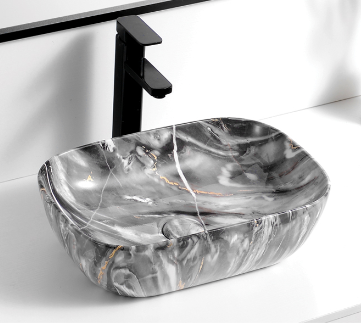 9387-2068 Grey marble with artistic effect Ceramic Basin