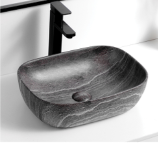 9387-2084 Grey marble with texture rectangle shape ceramic basin